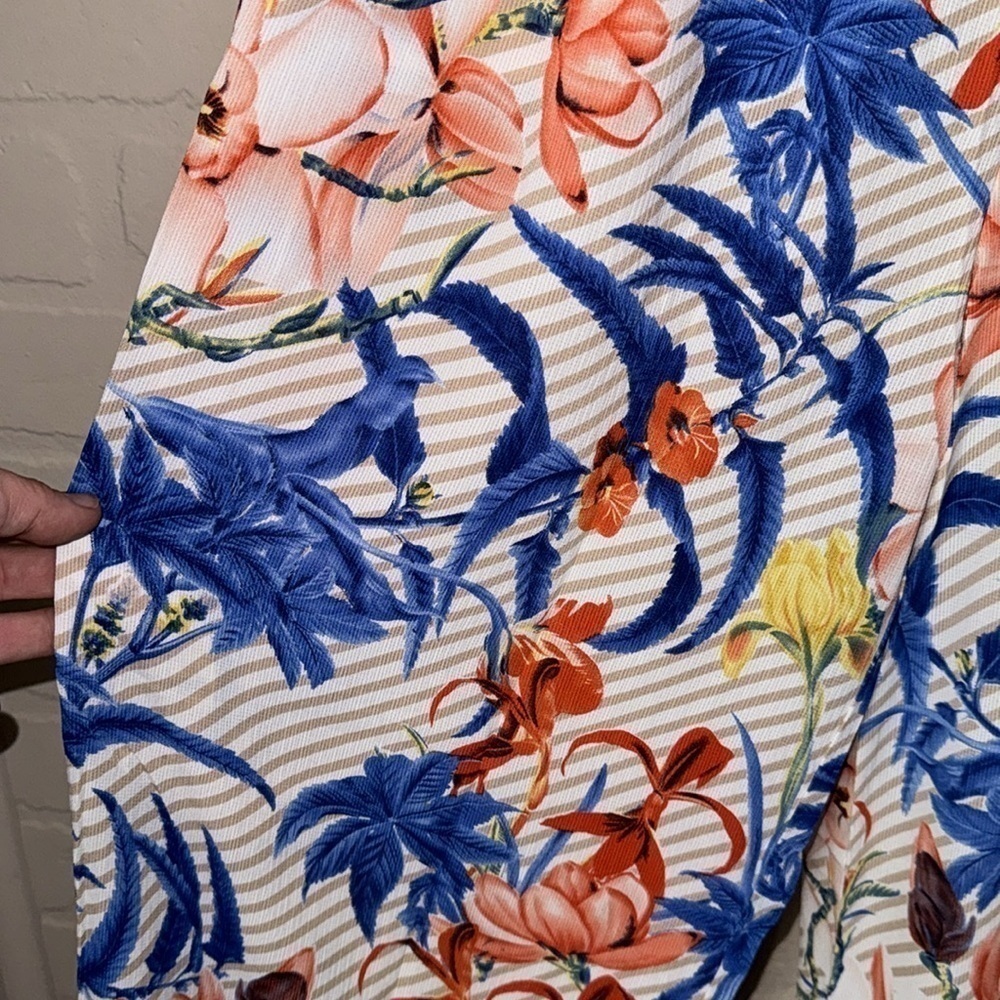 Vera & Lucy pants lightweight pocket floral horizontal striped small NWT - Picture 3 of 5